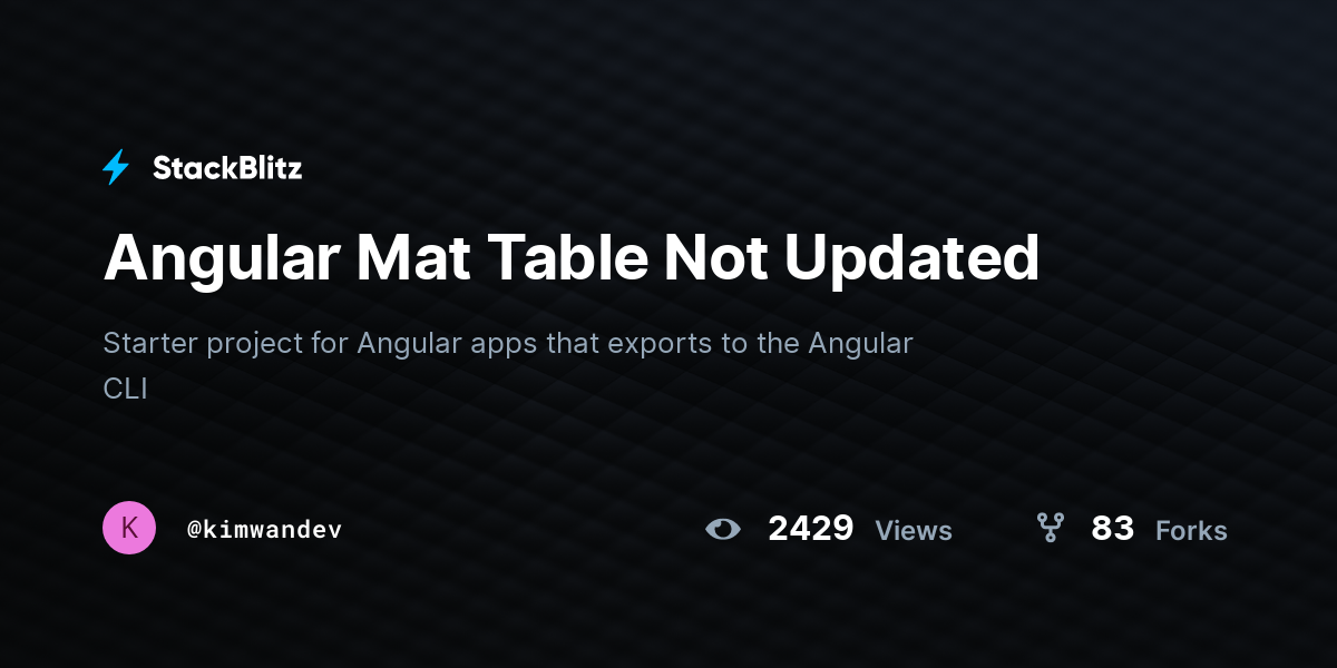 Angular Mat Table Not Updated - StackBlitz