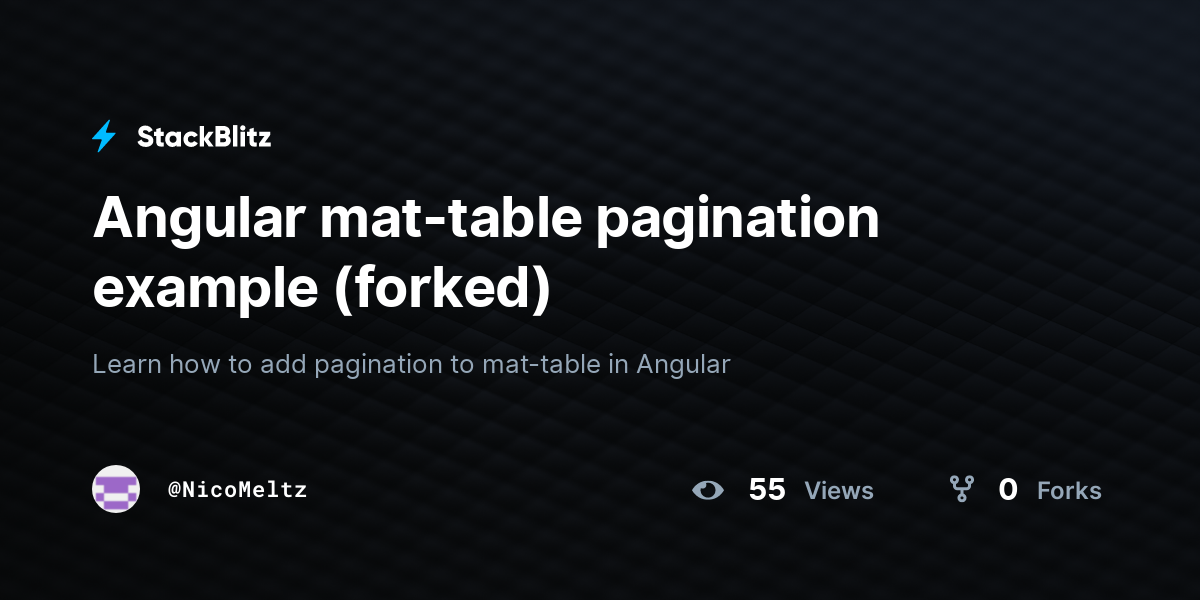 Angular Mat-table Pagination Example (forked) - StackBlitz