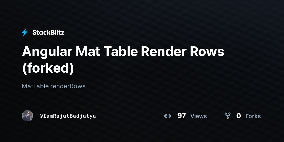 Angular Mat Table Render Rows (forked) - StackBlitz