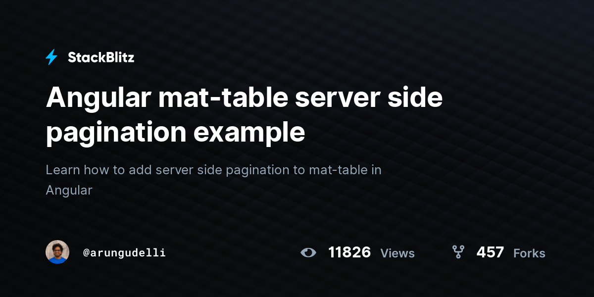 Angular Mat-table Server Side Pagination Example - StackBlitz