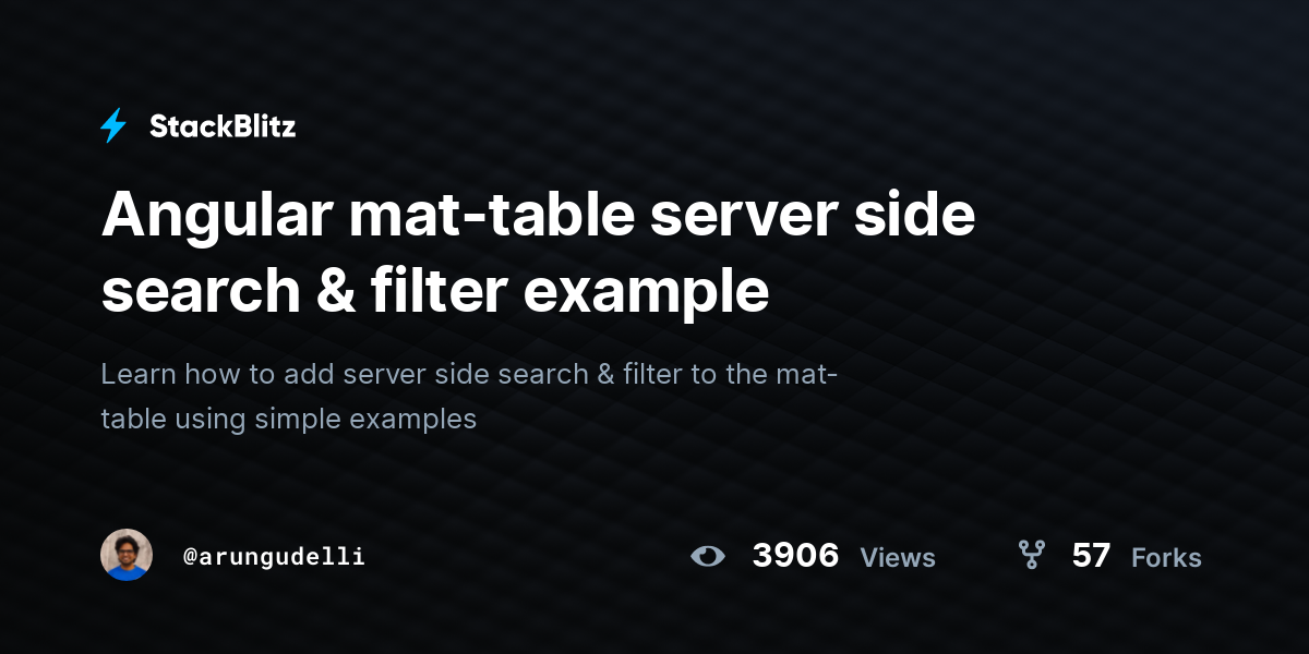 Angular mattable server side search & filter example StackBlitz