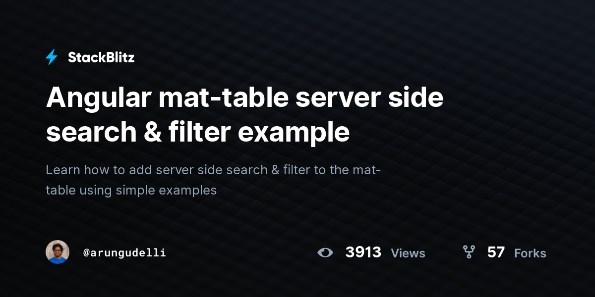 Angular mattable server side search & filter example StackBlitz
