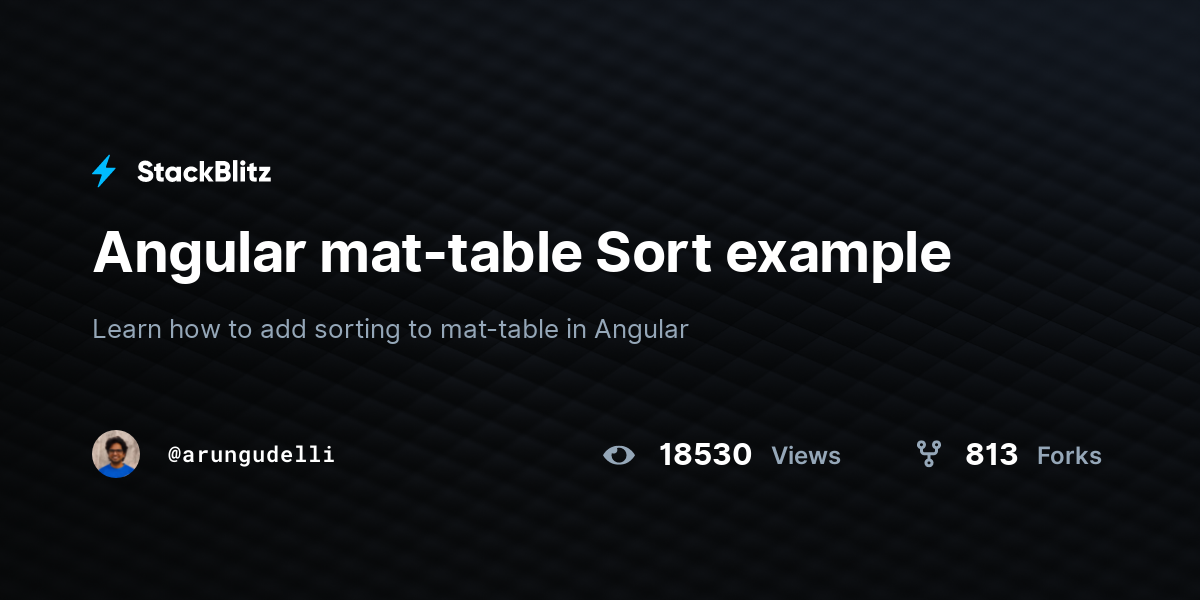 Angular mattable Sort example StackBlitz