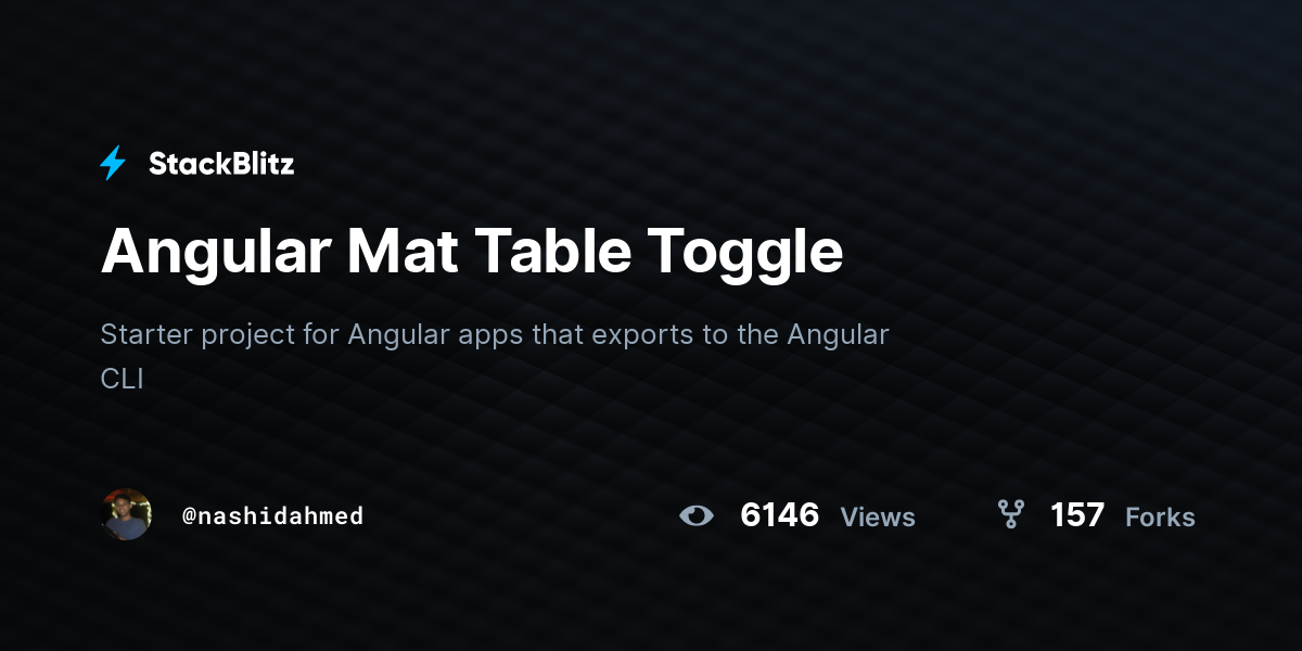 Angular Mat Table Toggle - StackBlitz