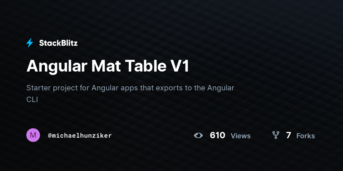Angular Mat Table V1 - StackBlitz