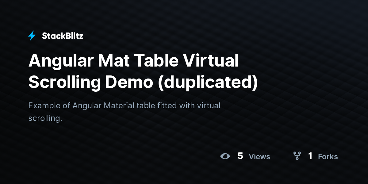 Angular Mat Table Virtual Scrolling Demo (duplicated) - StackBlitz