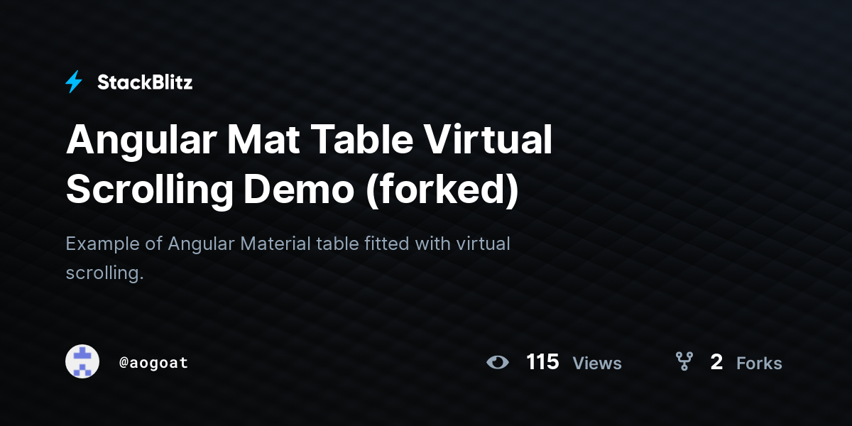 Angular Mat Table Virtual Scrolling Demo (forked) - StackBlitz