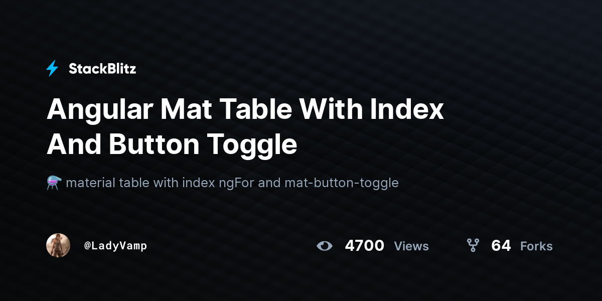 Angular Mat Table With Index And Button Toggle StackBlitz