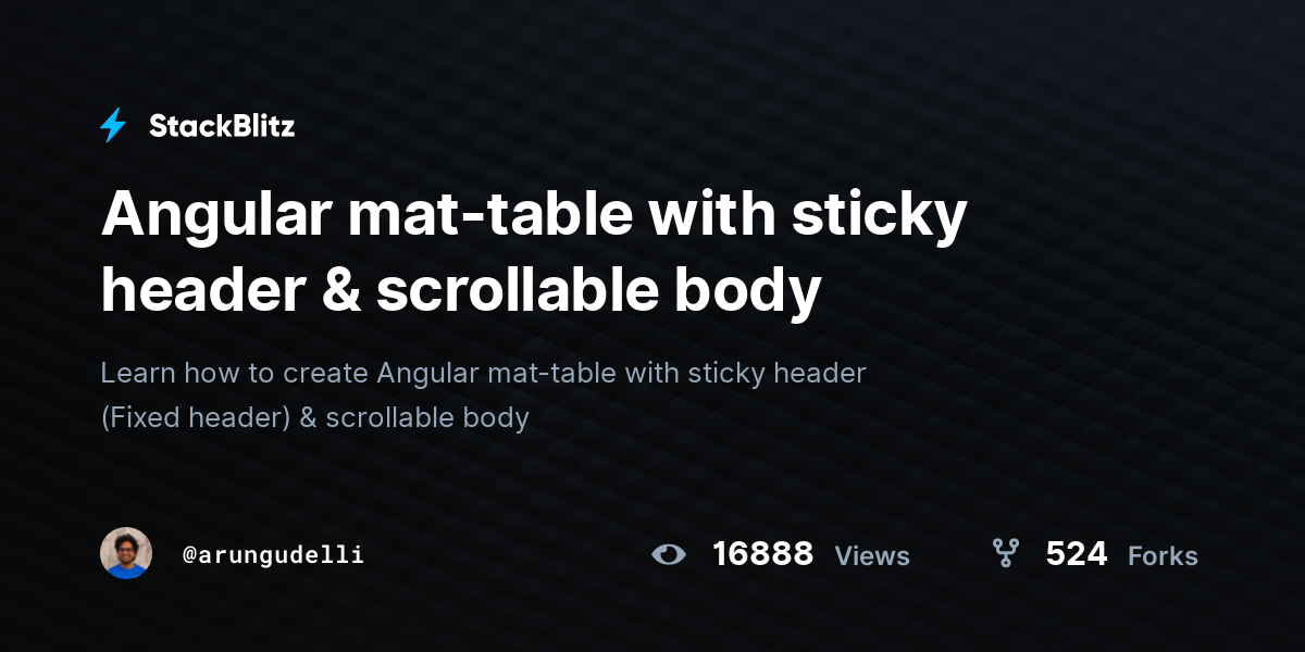 Angular mat-table with sticky header & scrollable body - StackBlitz