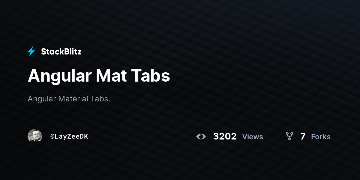 Angular Mat Tabs - StackBlitz