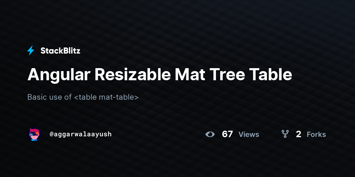 Angular Resizable Mat Tree Table StackBlitz