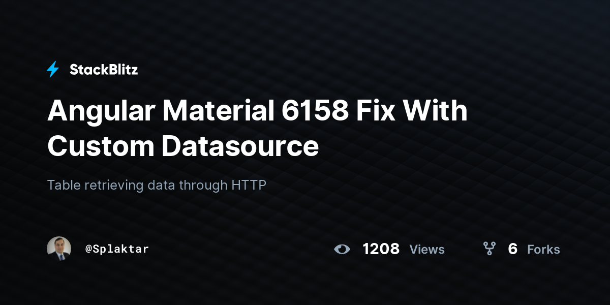 Angular Material 6158 Fix With Custom Datasource - StackBlitz