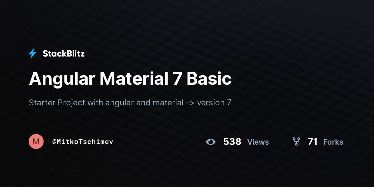 Angular Material 7 Basic - StackBlitz
