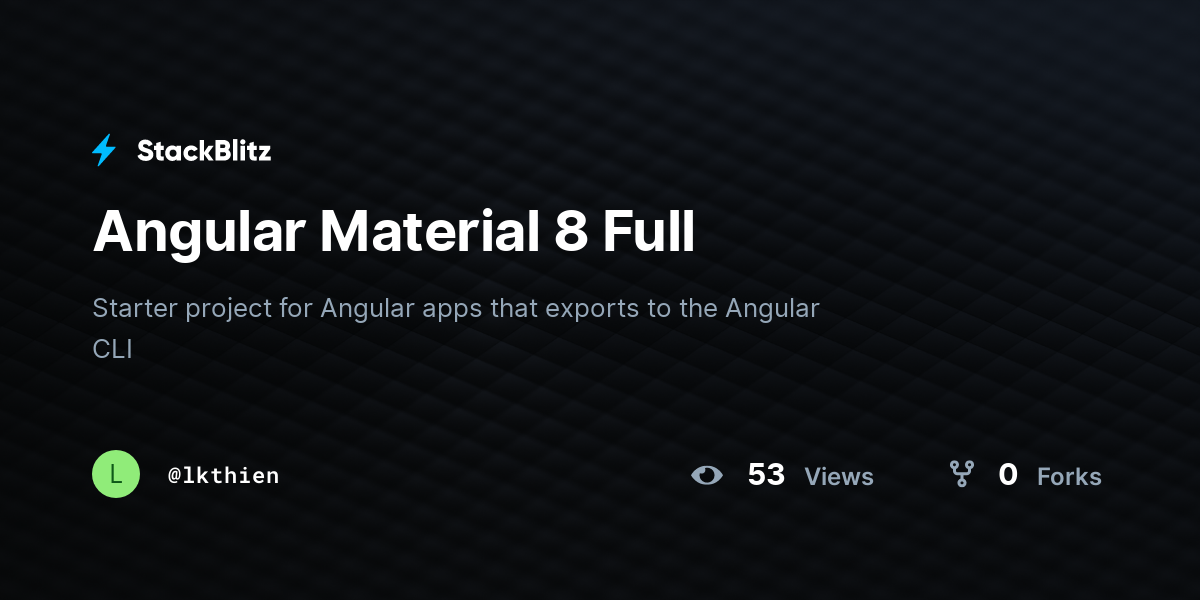 Angular Material 8 Full - StackBlitz