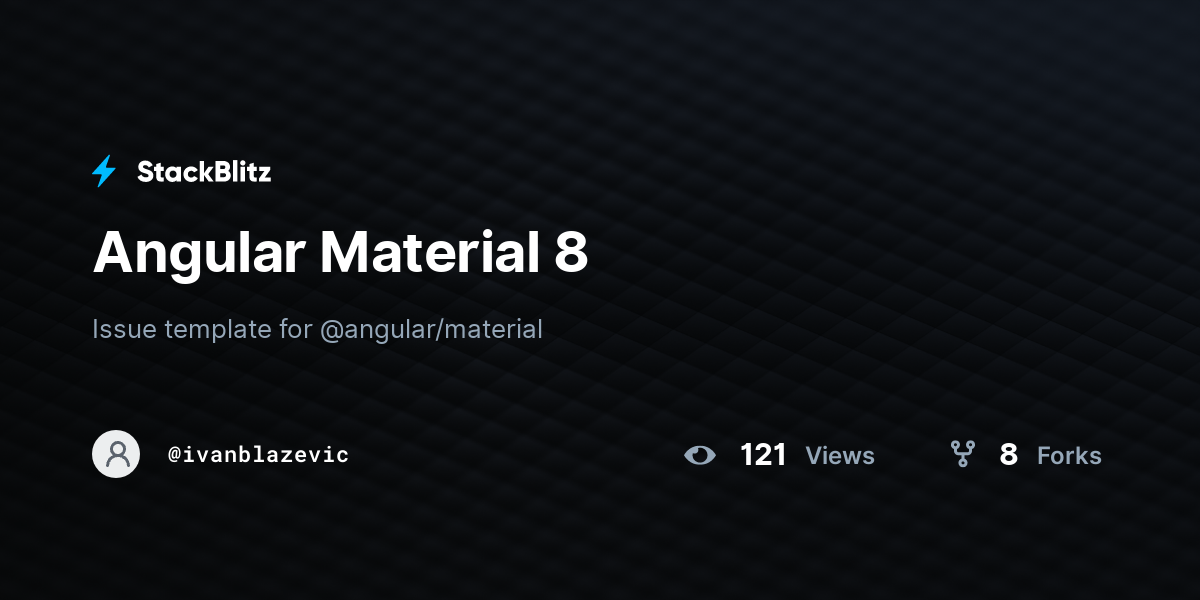 Angular Material 8 - StackBlitz