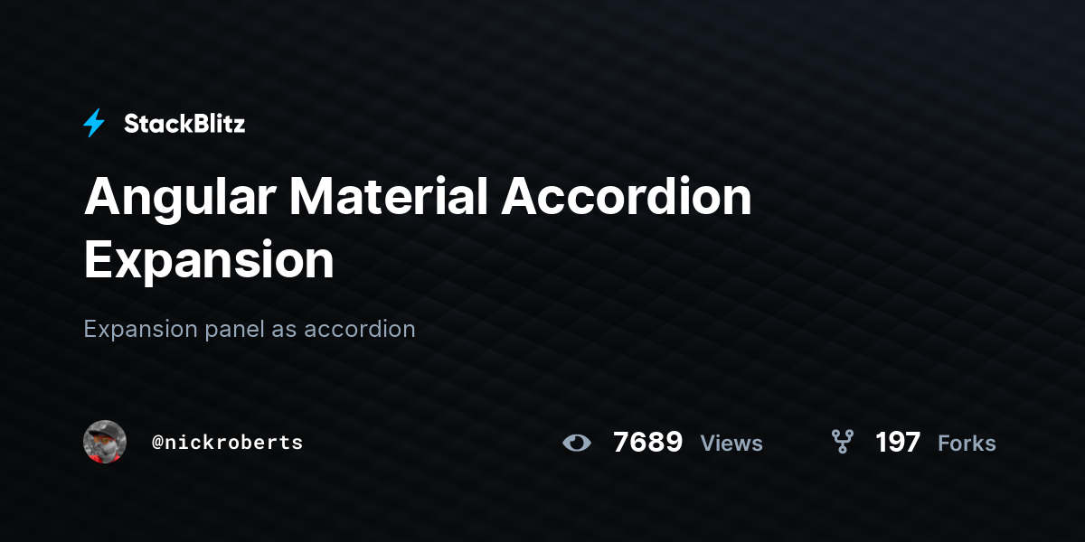 Angular Material Accordion Expansion - StackBlitz