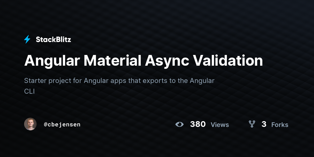 Angular Material Async Validation - StackBlitz