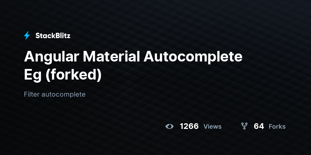 Angular Material Eg (forked) StackBlitz