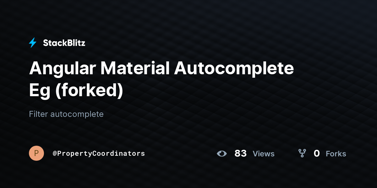 Angular Material Eg (forked) StackBlitz
