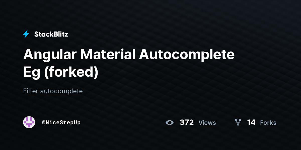 Angular Material Autocomplete Eg (forked) - StackBlitz