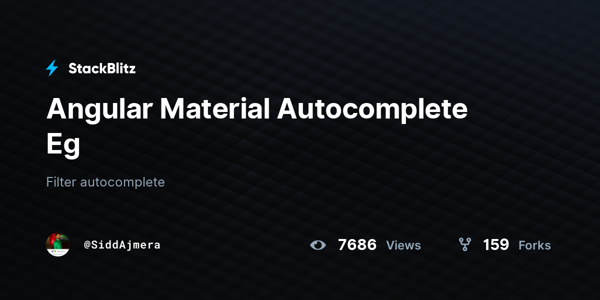 Angular Material Eg StackBlitz