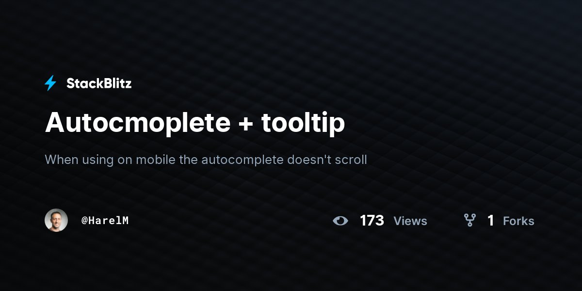 Autocmoplete + tooltip - StackBlitz
