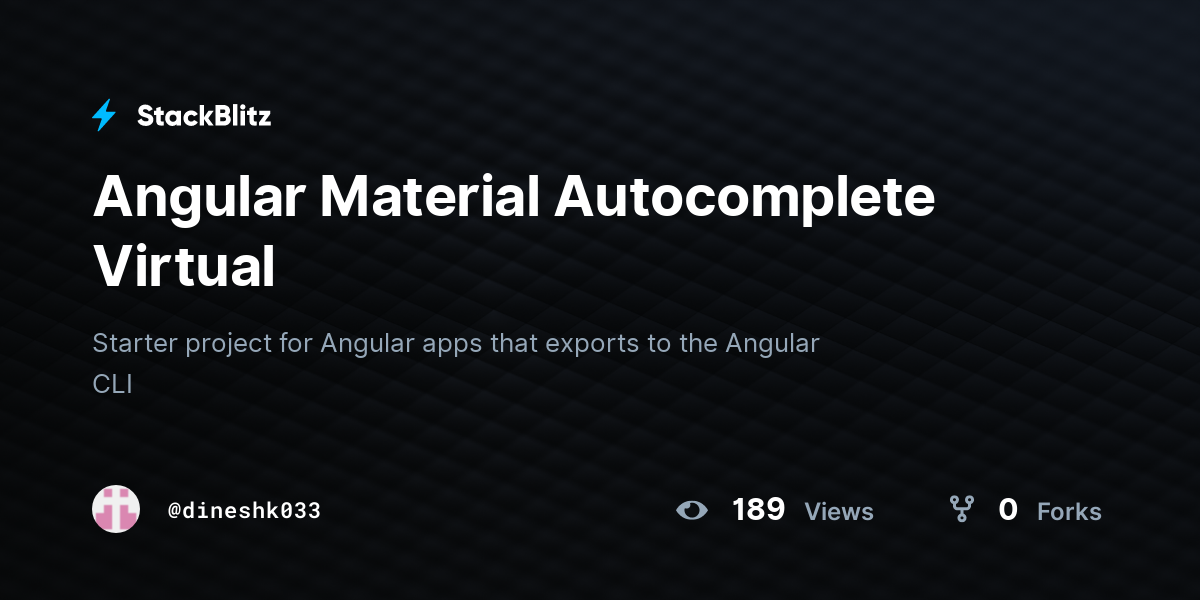 Angular Material Autocomplete Virtual - StackBlitz