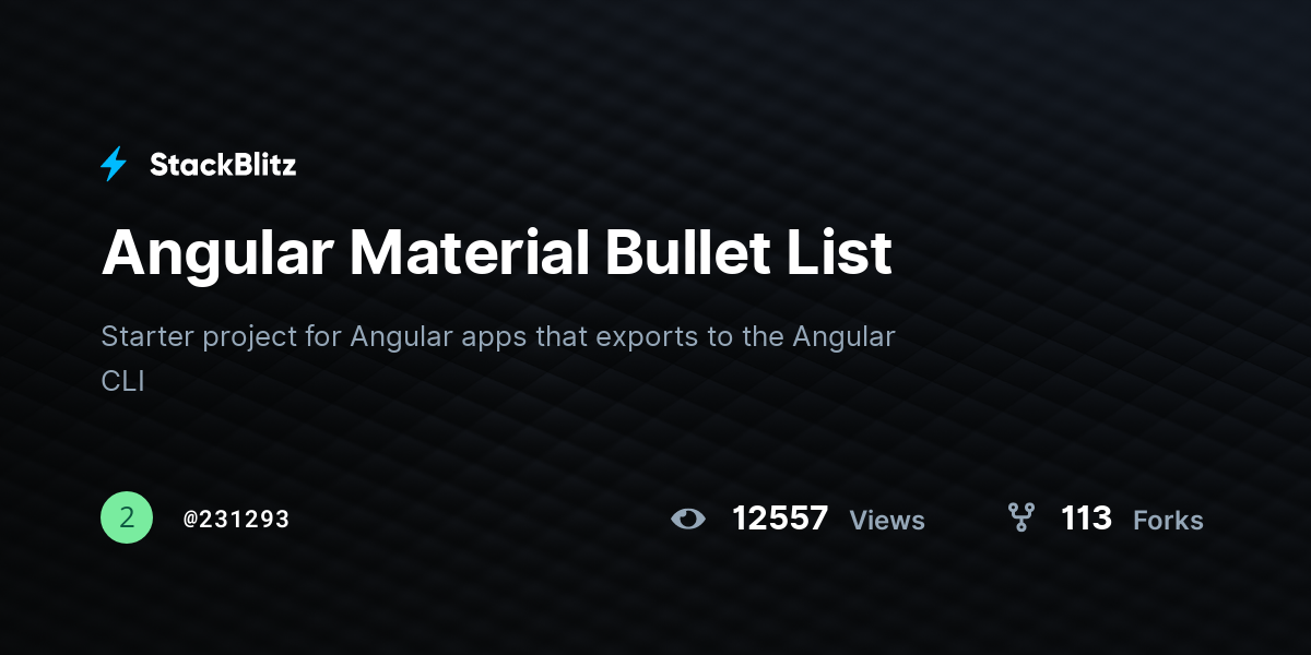 Angular Material Bullet List - StackBlitz