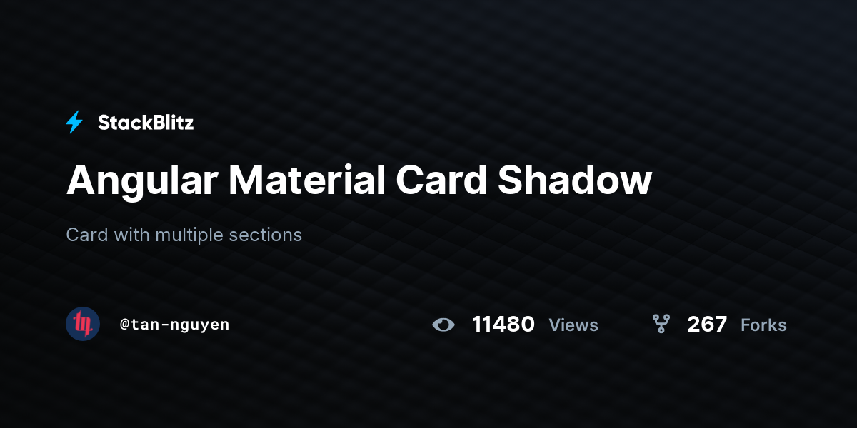 Angular Material Card Shadow - StackBlitz