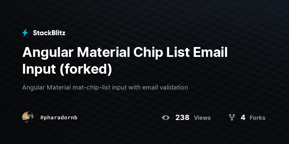 Angular Material Chip List Email Input (forked) StackBlitz