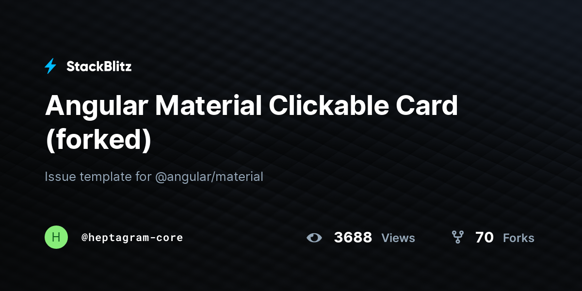 Angular Material Clickable Card (forked) - StackBlitz