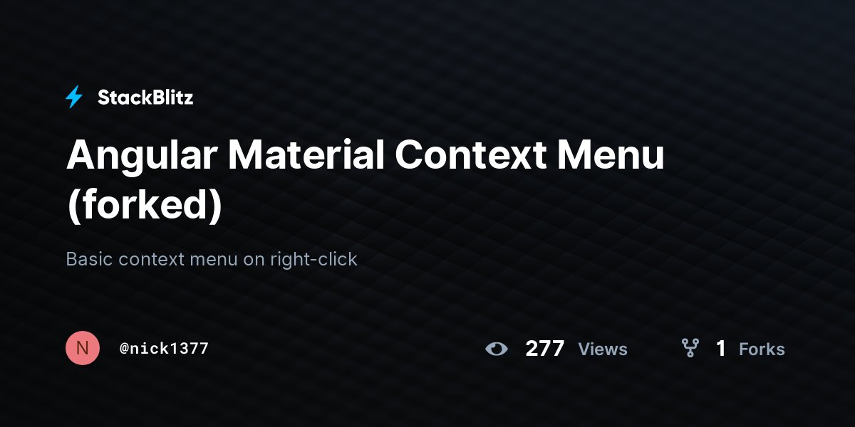 Angular Material Context Menu (forked) - StackBlitz