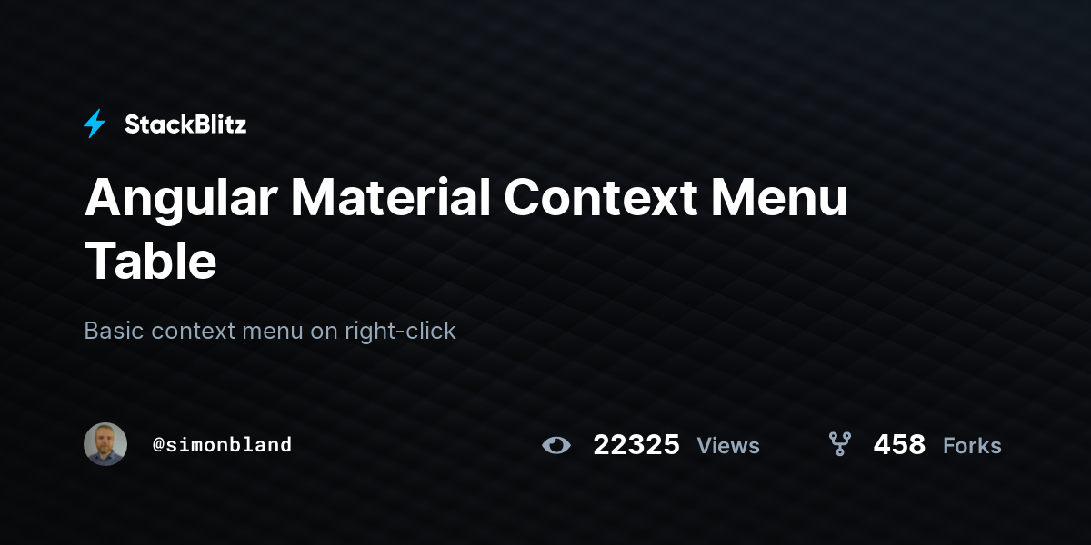 Angular Material Context Menu Table - StackBlitz
