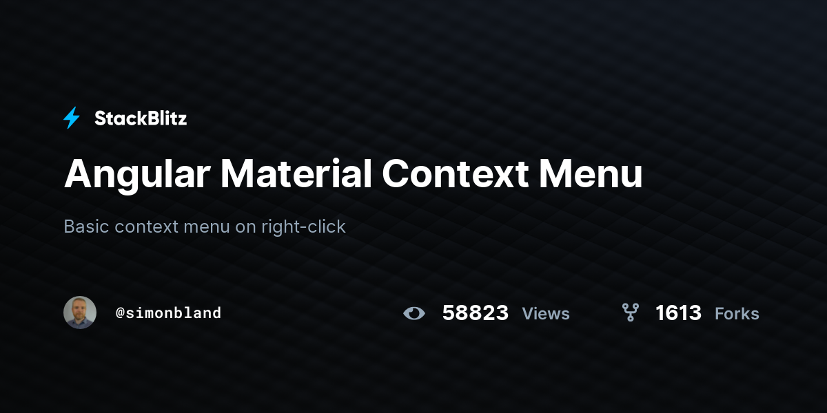Angular Material Context Menu - StackBlitz