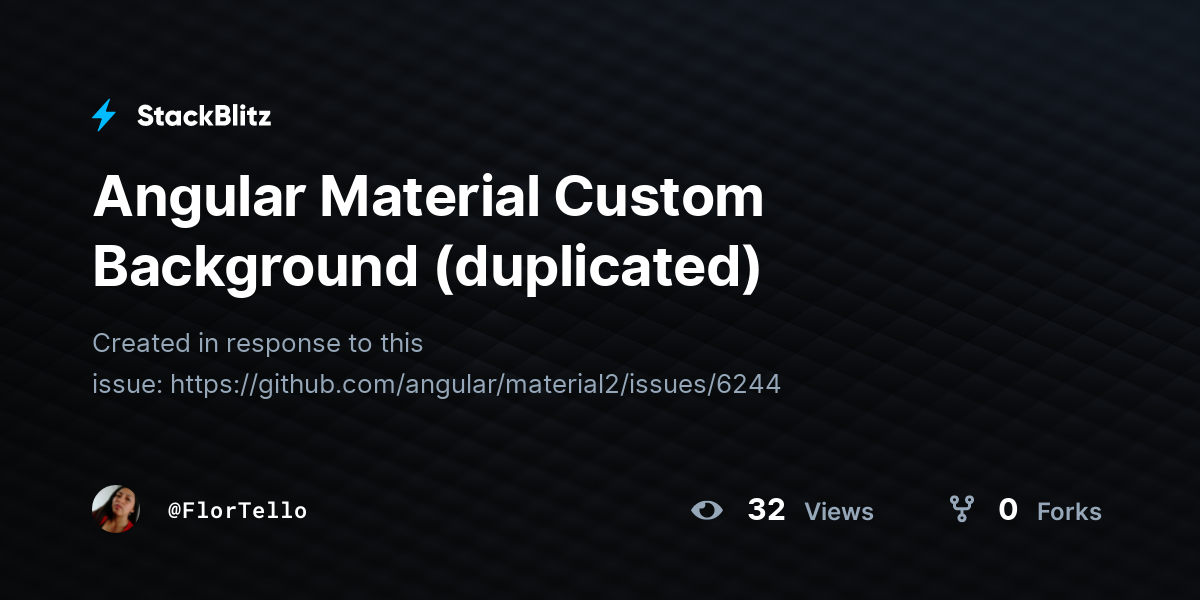 Angular Material Custom Background (duplicated) - StackBlitz