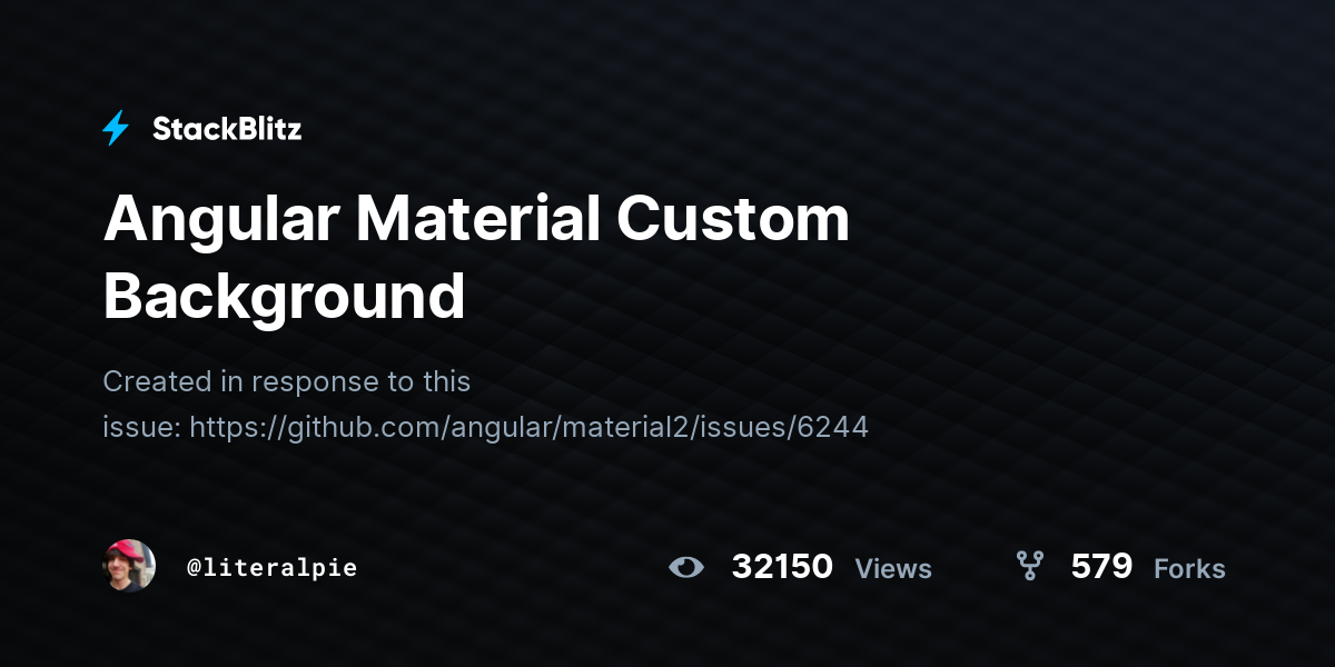 Angular Material Custom Background - StackBlitz
