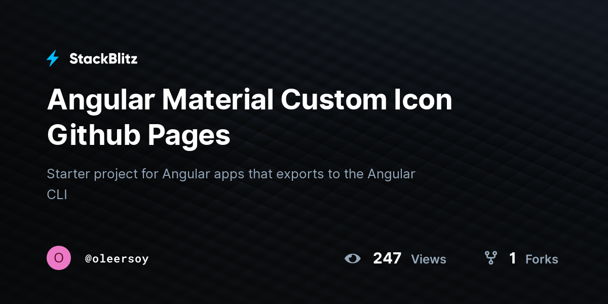 Angular Material Custom Icon Github Pages - StackBlitz