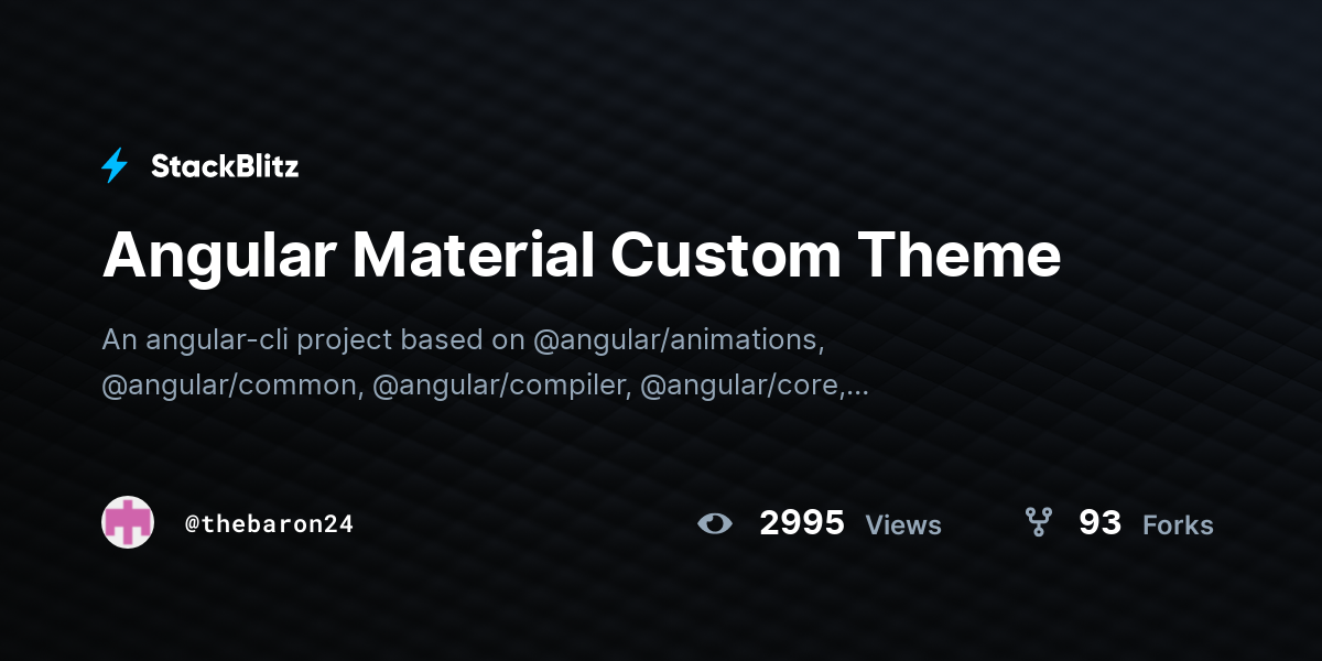 Angular Material Custom Theme - StackBlitz