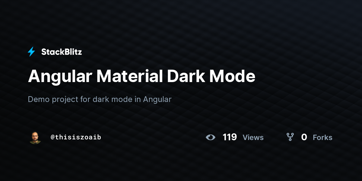 Angular Material Dark Mode - StackBlitz