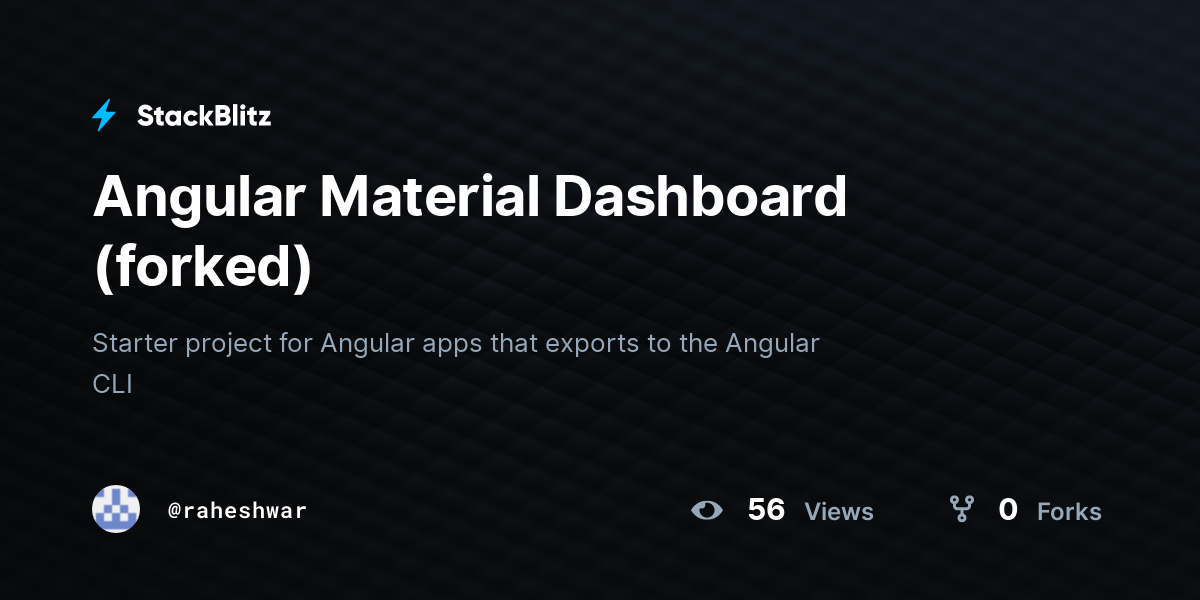Angular Material Dashboard (forked) - StackBlitz