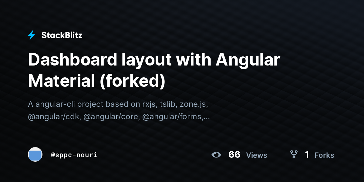 Dashboard layout with Angular Material (forked) - StackBlitz