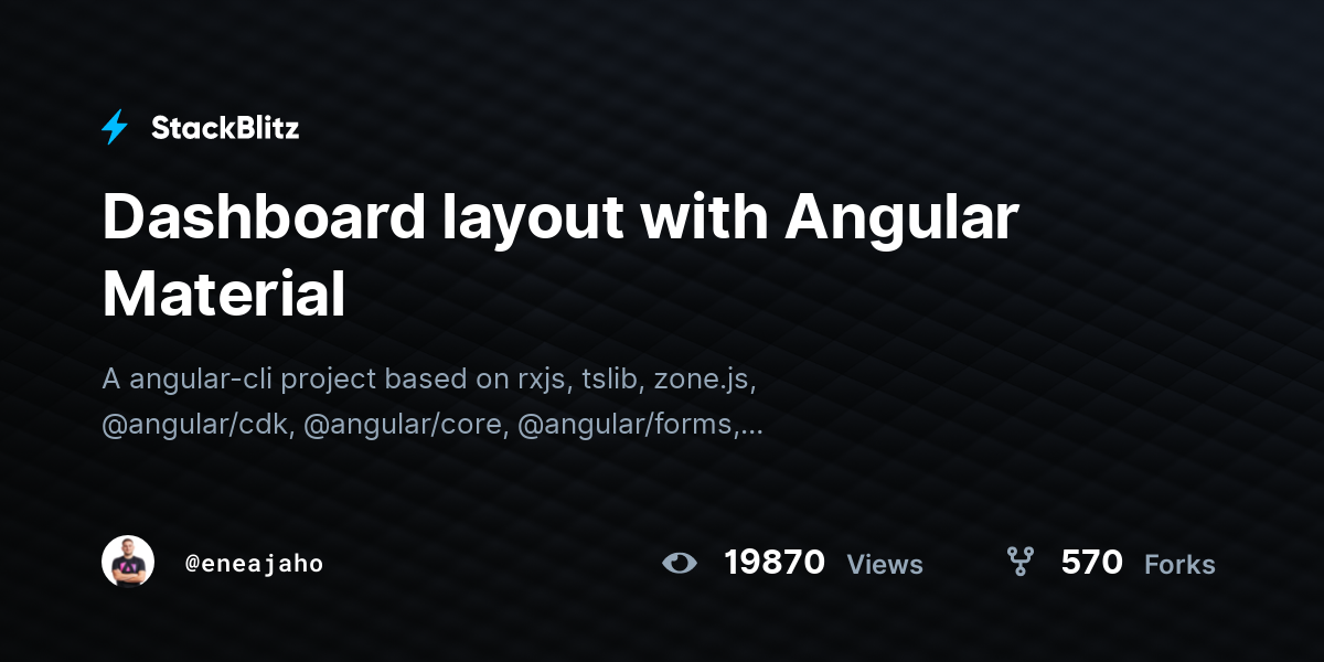 Dashboard layout with Angular Material - StackBlitz