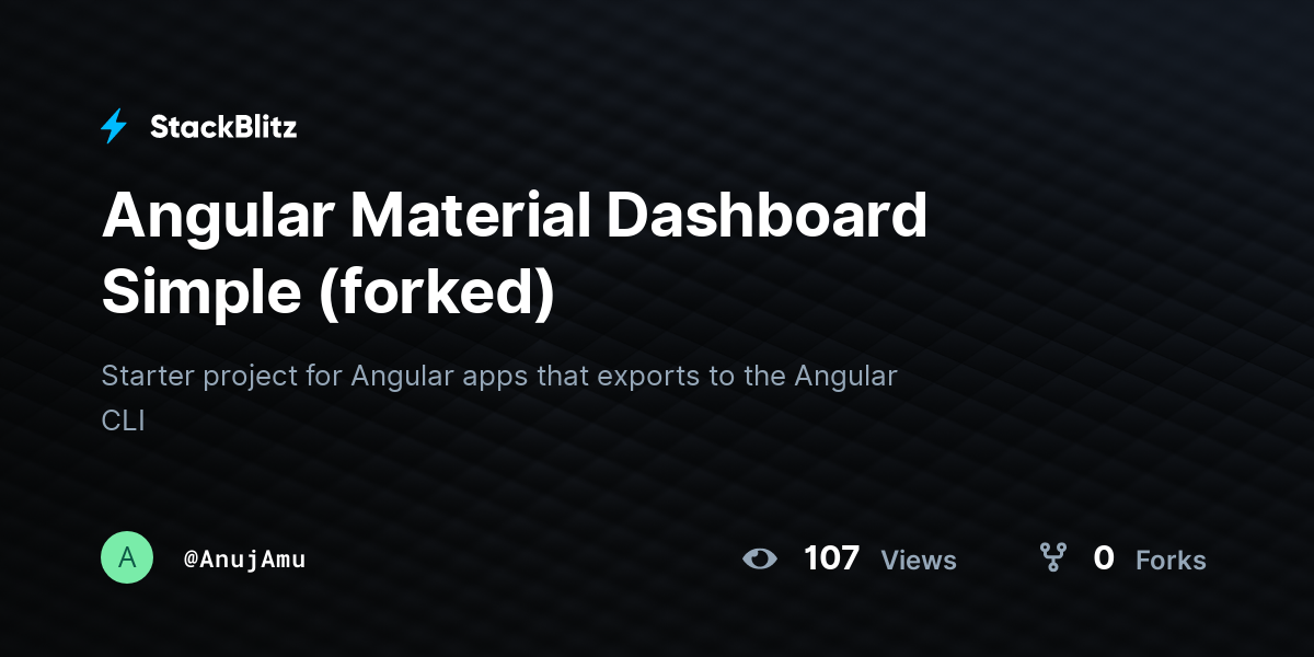 Angular Material Dashboard Simple (forked) - StackBlitz