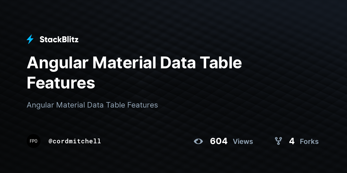 Angular Material Data Table Features - StackBlitz