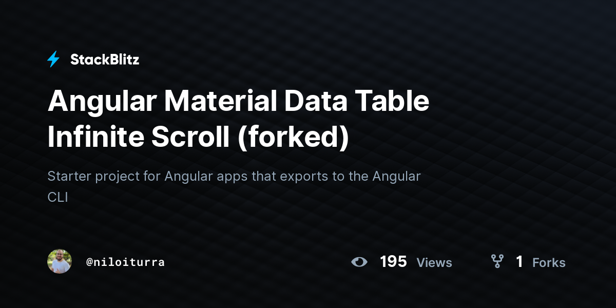 Angular Material Data Table Infinite Scroll (forked) StackBlitz