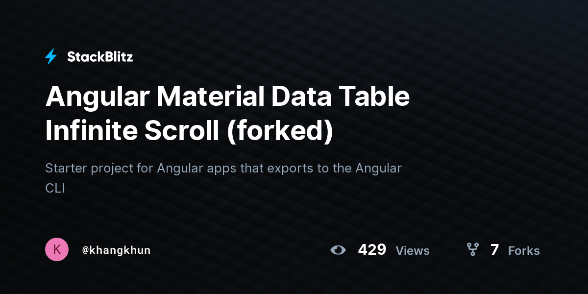 Angular Material Data Table Infinite Scroll (forked) - StackBlitz