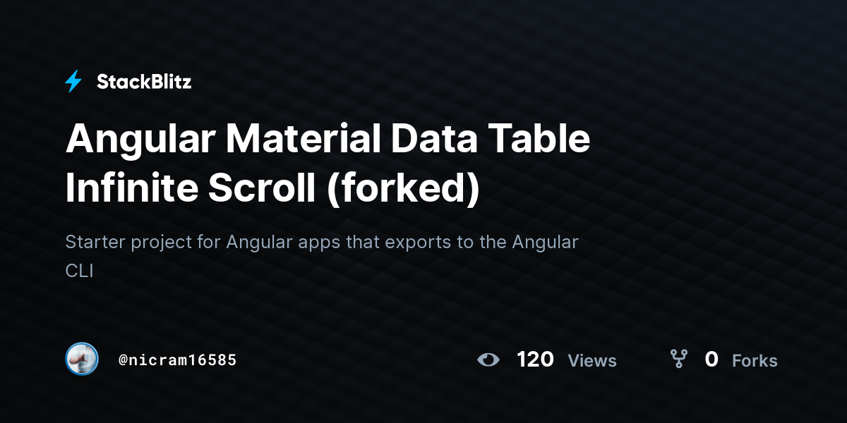 Angular Material Data Table Infinite Scroll (forked) - StackBlitz