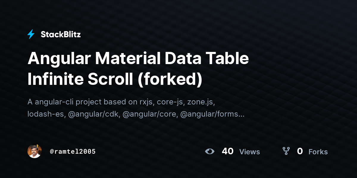 Angular Material Data Table Infinite Scroll (forked) - StackBlitz