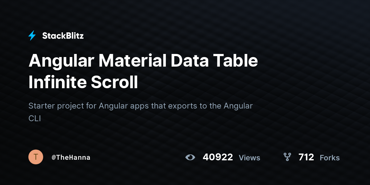 Angular Material Data Table Infinite Scroll - StackBlitz