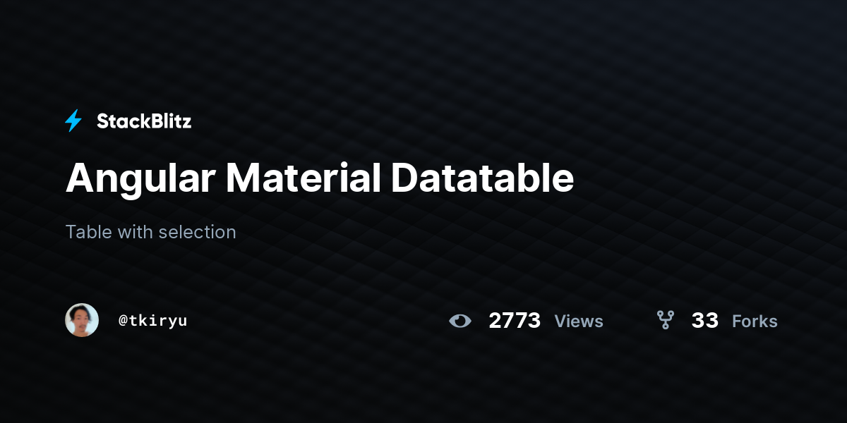 Angular Material Datatable - StackBlitz